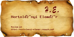Hortolányi Elemér névjegykártya
